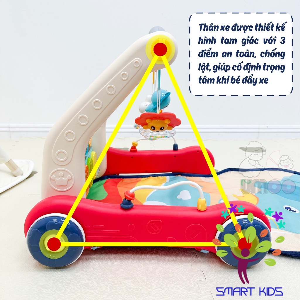Thảm đàn kết hợp xe tập đi 2in1 Umoo UM-07159