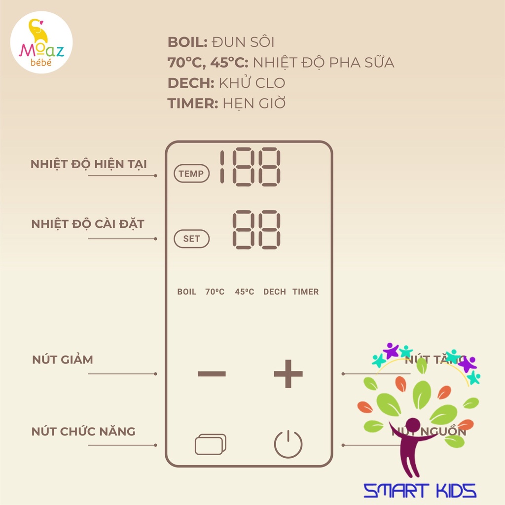 Bình đun Nước và hâm nước pha sữa Moaz BéBé MB-070