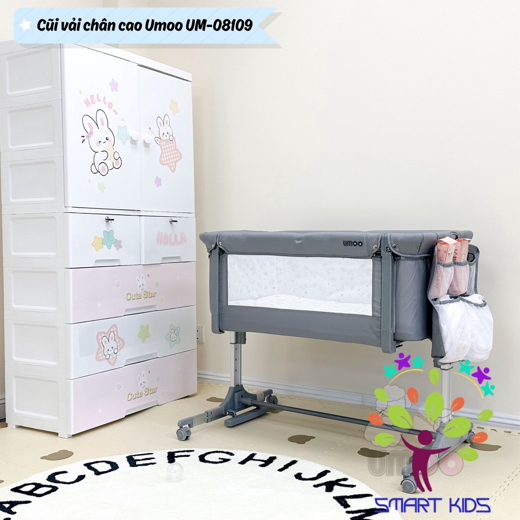 Cũi Vải Cho Bé Chân Cao Umoo UM-08109