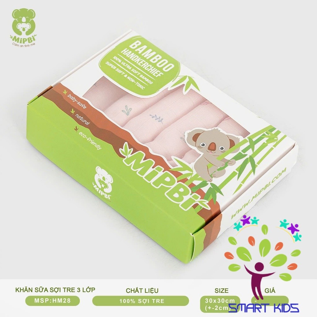 Khăn Sữa Mipbi 100% Sợi Tre Khăn Sữa Cho Bé Hộp 6 Khăn Kích Thước 30x30cm