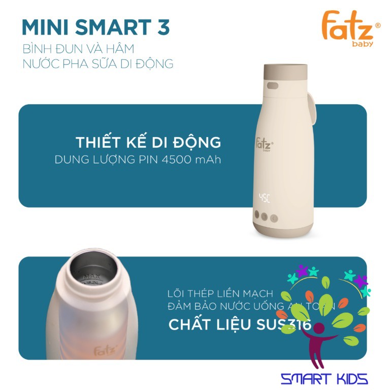 Bình đun Và Hâm Nước Pha Sữa Di Dộng Fatz Baby – Mini Smart 3 – FB3621FD