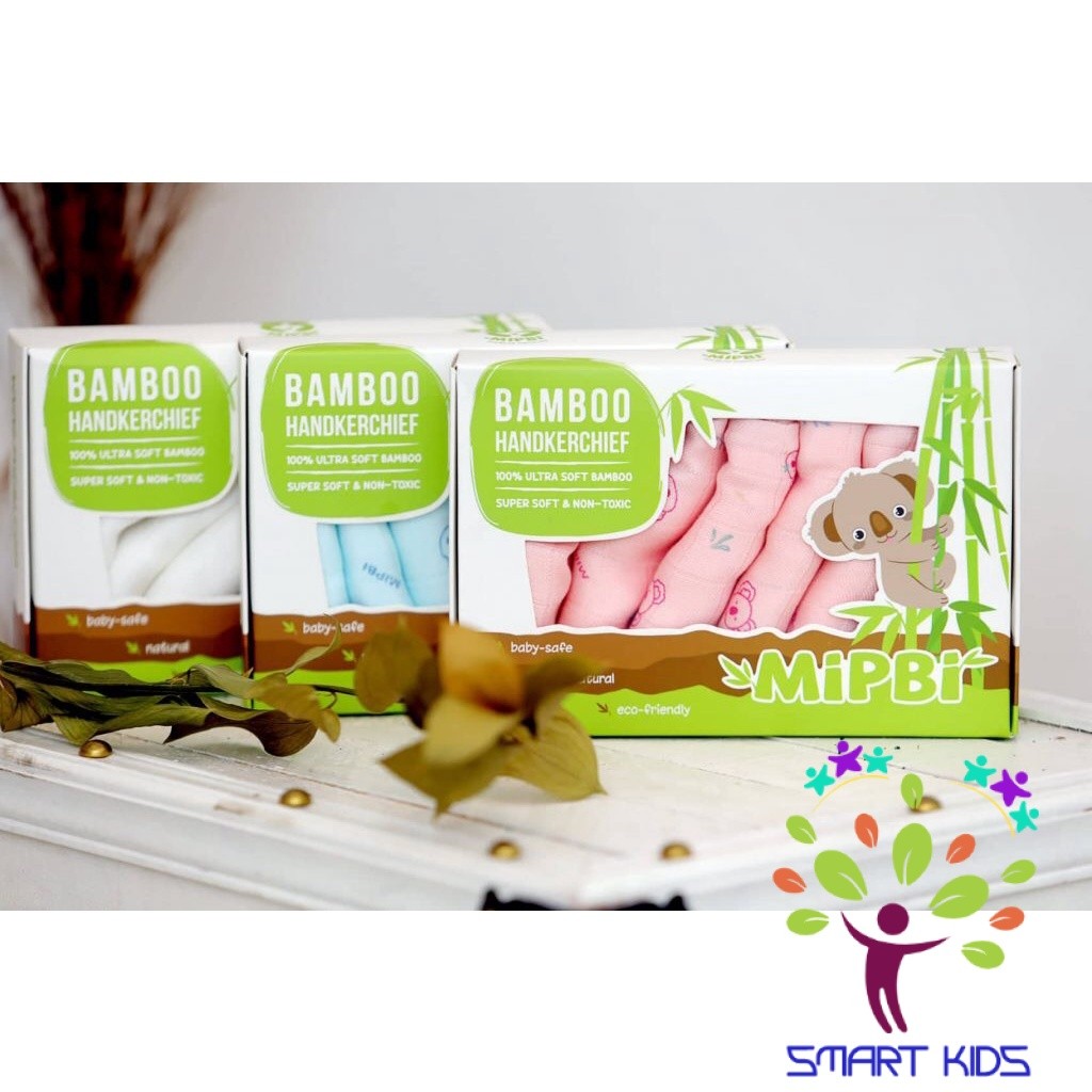 Khăn Sữa Mipbi 100% Sợi Tre Khăn Sữa Cho Bé Hộp 6 Khăn Kích Thước 30x30cm