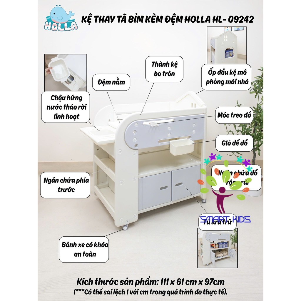 Kệ Thay Tã Bỉm Kèm đệm Holla HL-09242