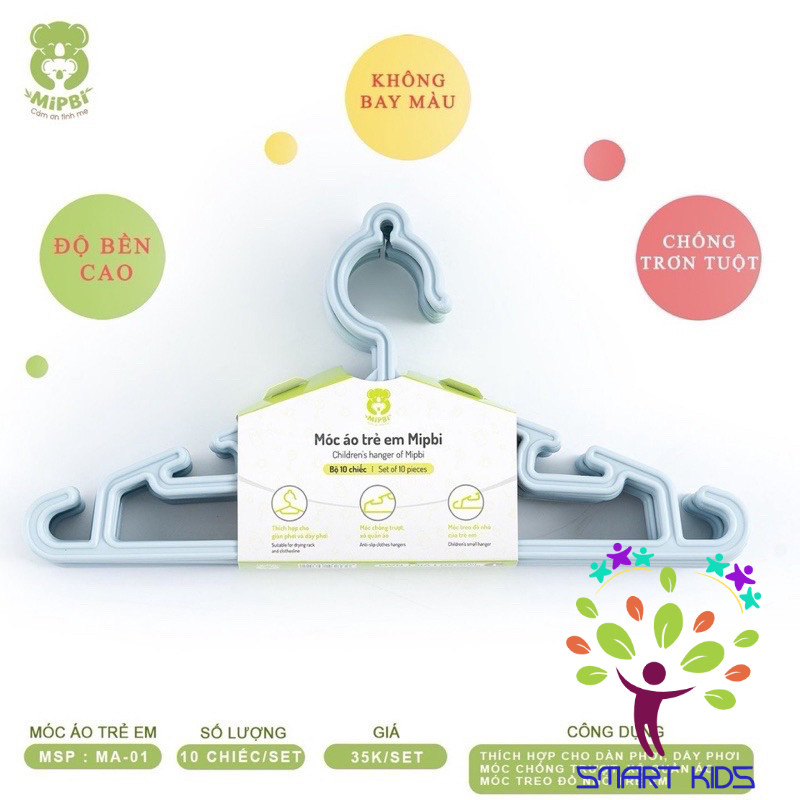 Set 10 Móc Treo Quần Áo, Treo Đồ Mipbi