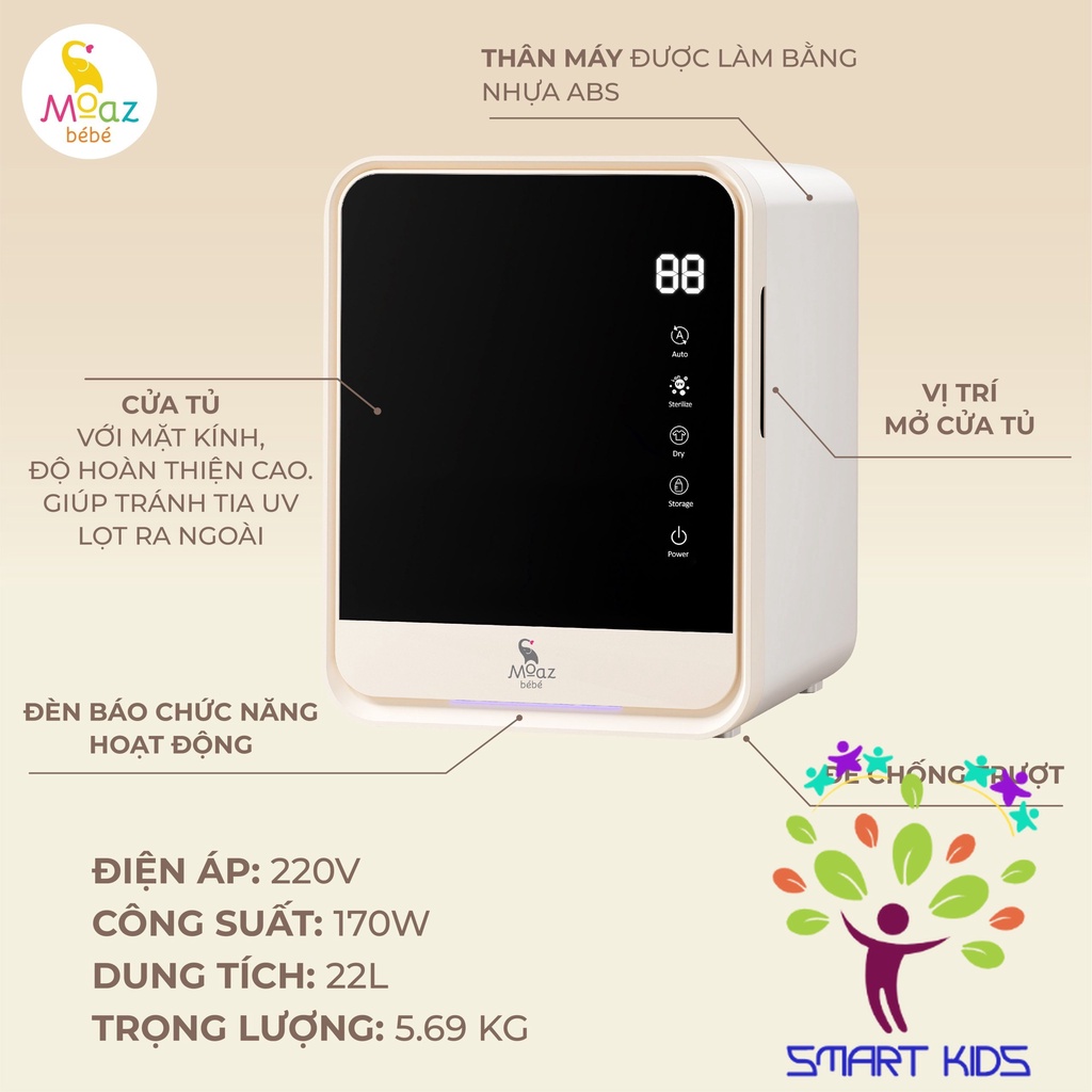 Máy tiệt trùng và sấy khô bình sữa uvc – ion Moaz BéBé MB-082