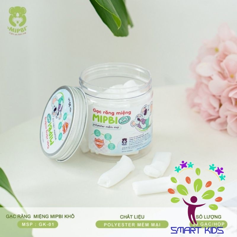 Gạc Rơ Lưỡi Khô Mipbi Hũ 30 Cái Vệ Sinh Răng Miệng Cho Bé Không Tẩm Mềm Mại An Toàn GK-02