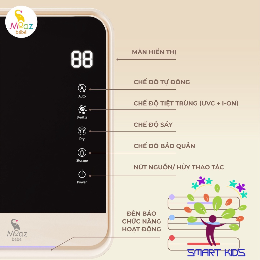 Máy tiệt trùng và sấy khô bình sữa uvc – ion Moaz BéBé MB-082