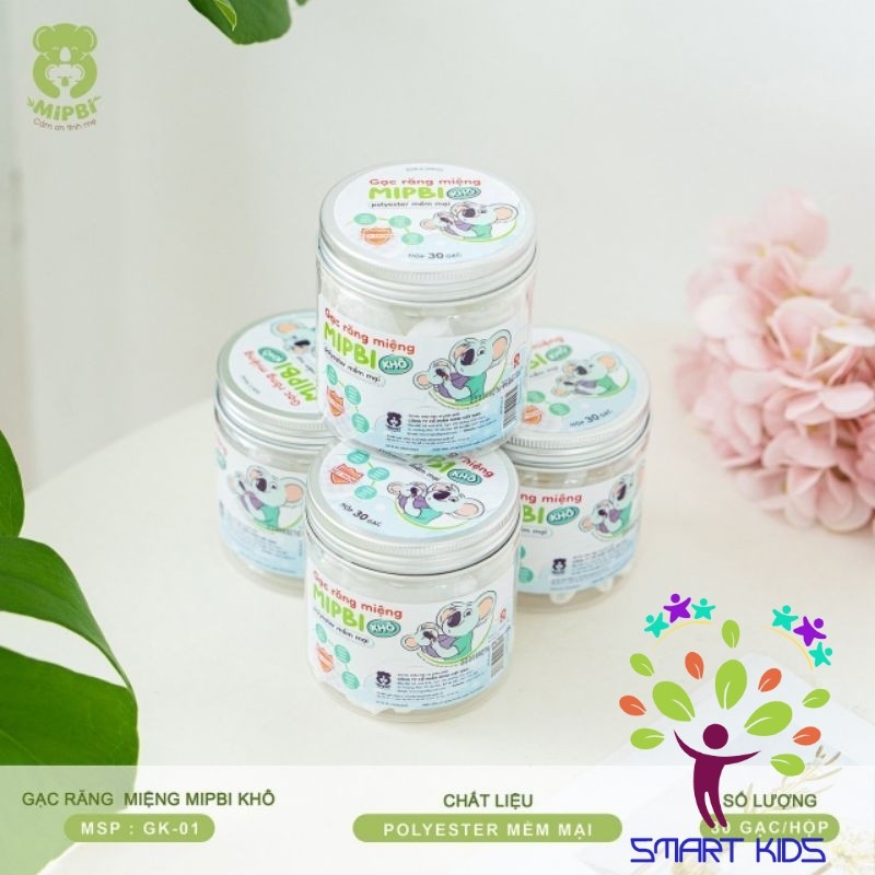 Gạc Rơ Lưỡi Khô Mipbi Hũ 30 Cái Vệ Sinh Răng Miệng Cho Bé Không Tẩm Mềm Mại An Toàn GK-02