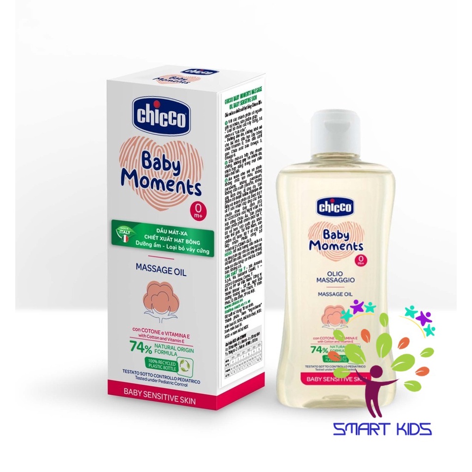 Dầu Mát-xa Chiết Xuất hạt bông 0m+ Chicco 200ml