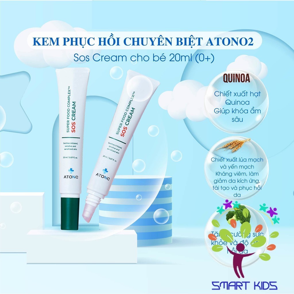 Kem Phục Hồi Chuyên Biệt Sos Cream ATONO2 Cho Bé TỪ 0M+ 20ml