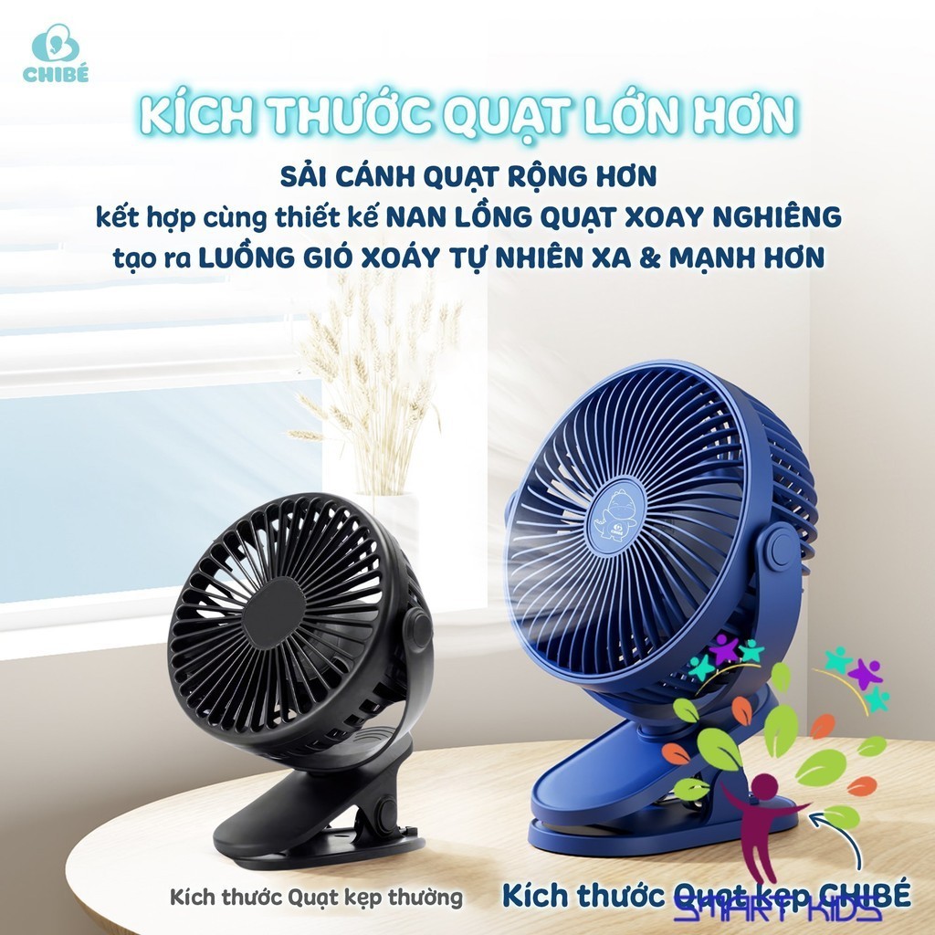 Quạt kẹp tích điện CHIBÉ K12 dành cho bé