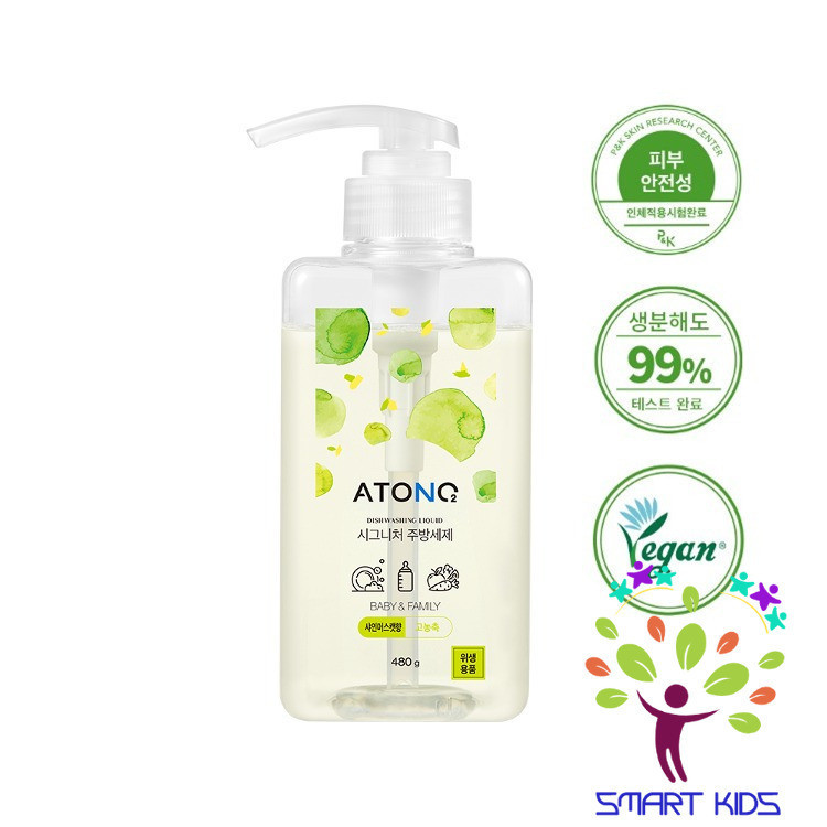 Nước Rửa Bình Rau Củ Quả Và Chén Bát Thuần Chay đậm đặc ATONO2 Cho Bé Từ 0m+