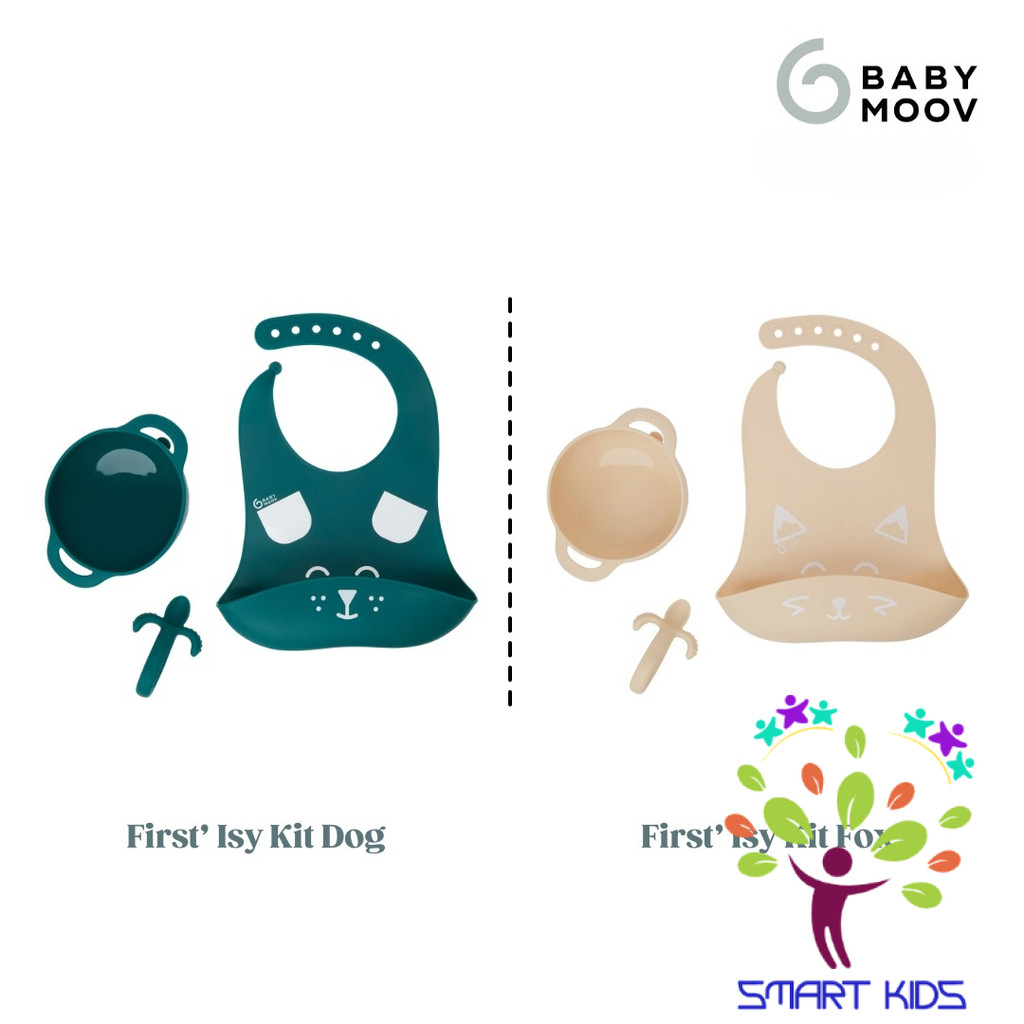 Set Ăn Dặm 3 Món Silicone Kit FIRST’ISY Dog/Fox Babymoov