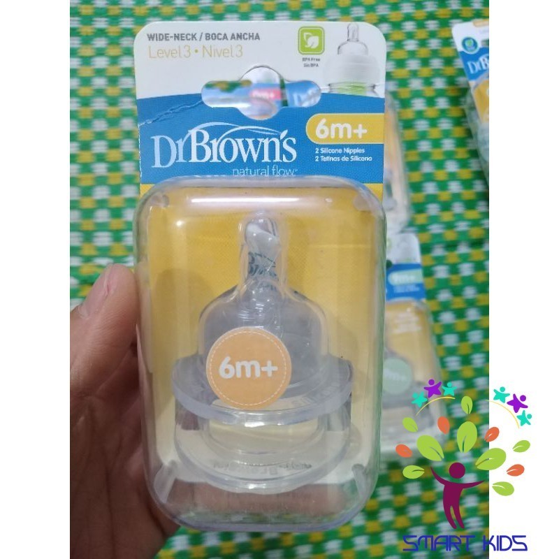 Núm ty bình sữa Dr Brown các size - Cổ rộng và cổ hẹp 1 hộp 2 chiếc