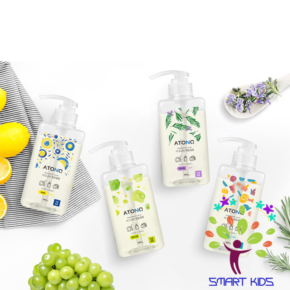Nước Rửa Bình Rau Củ Quả Và Chén Bát Thuần Chay đậm đặc ATONO2 Cho Bé Từ 0m+