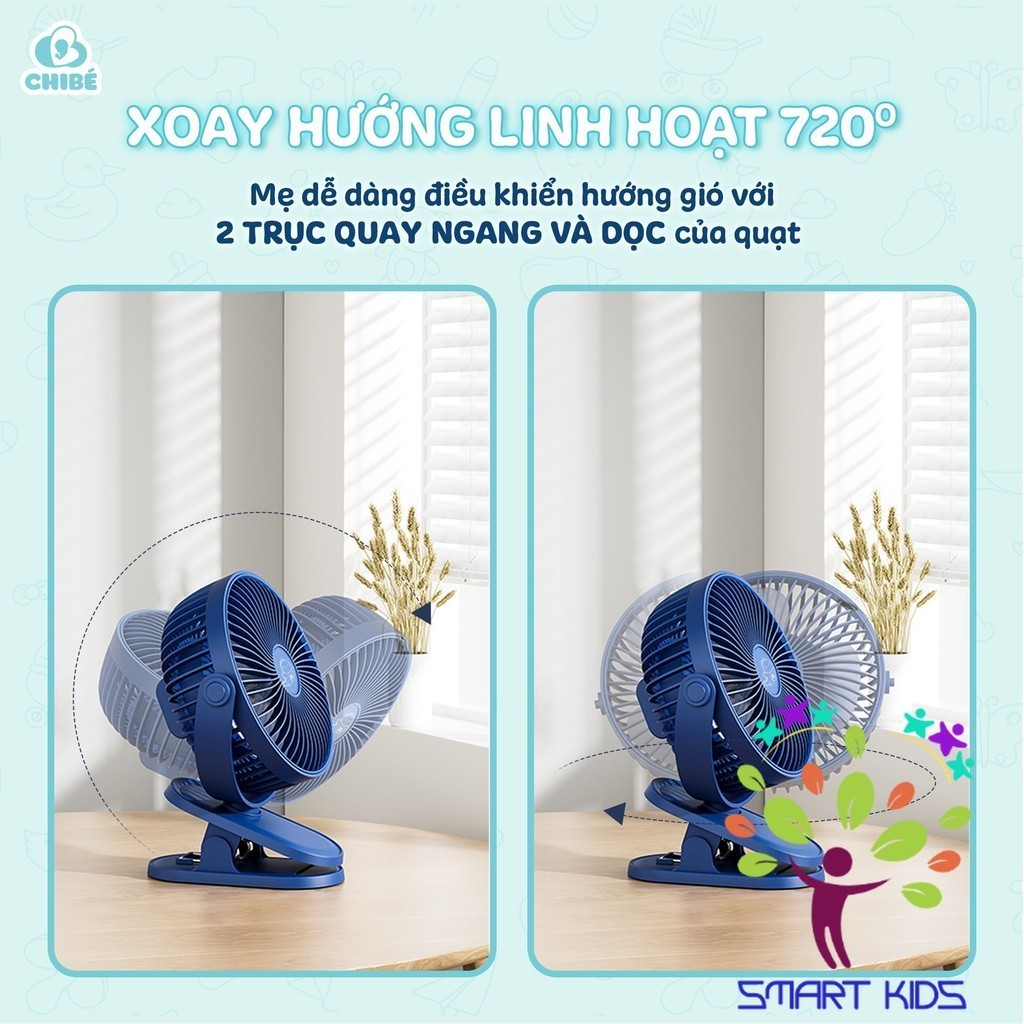Quạt kẹp tích điện CHIBÉ K12 dành cho bé