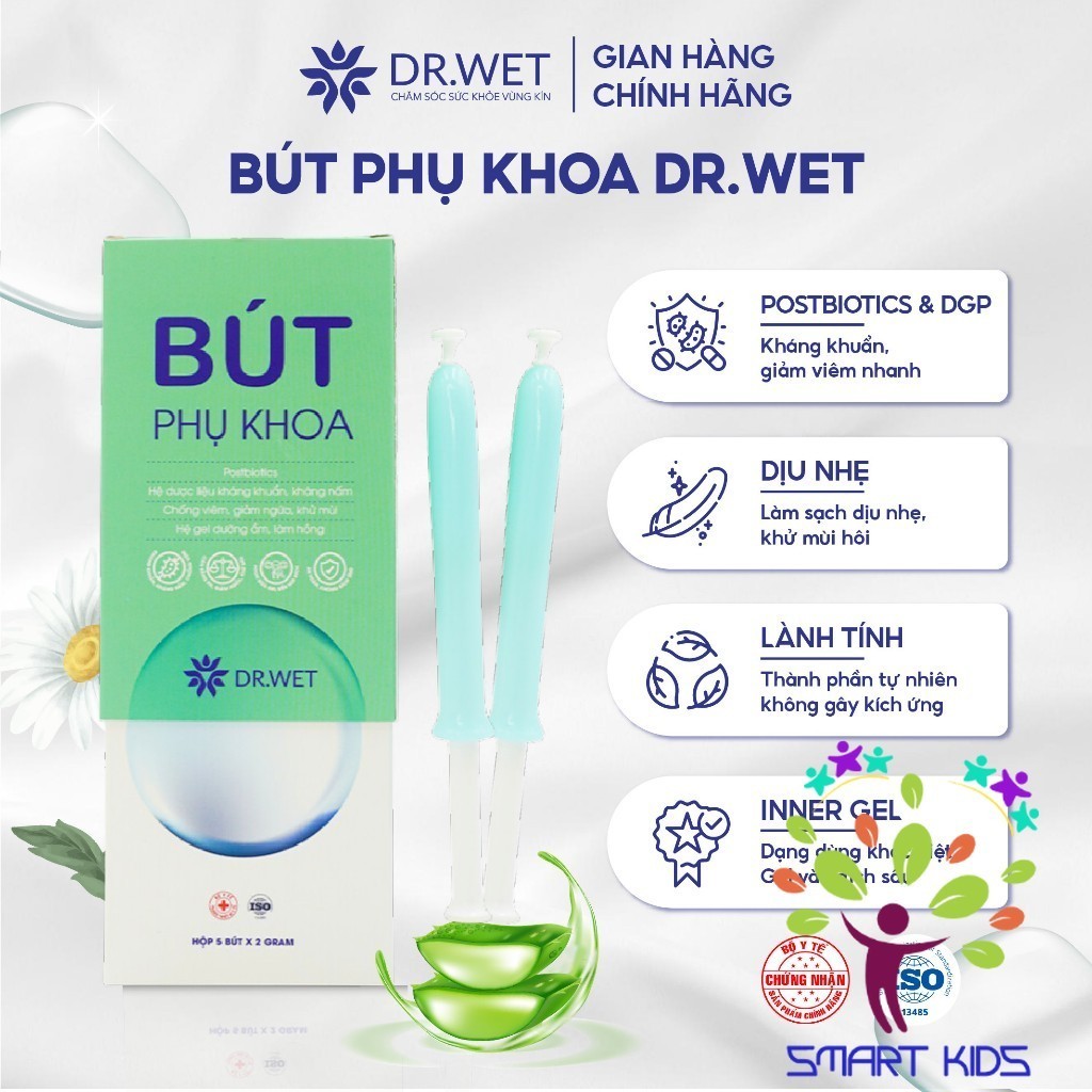 Đũa Thần Bút phụ khoa Bút Thanh Lọc Inner Gel DR.WET Giúp Cân Bằng pH, Giảm Mùi, Dưỡng Ẩm Hộp 5 Bút