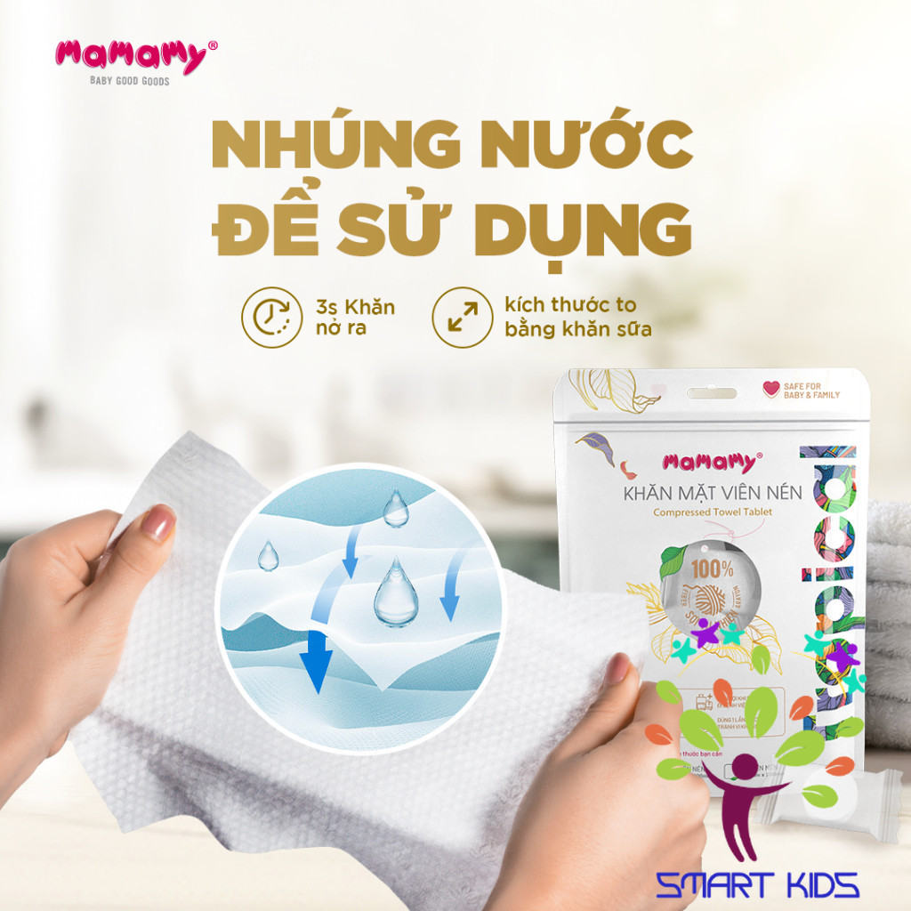 Khăn mặt viên nén Mamamy Tropical 100% sợi tự nhiên & rayon