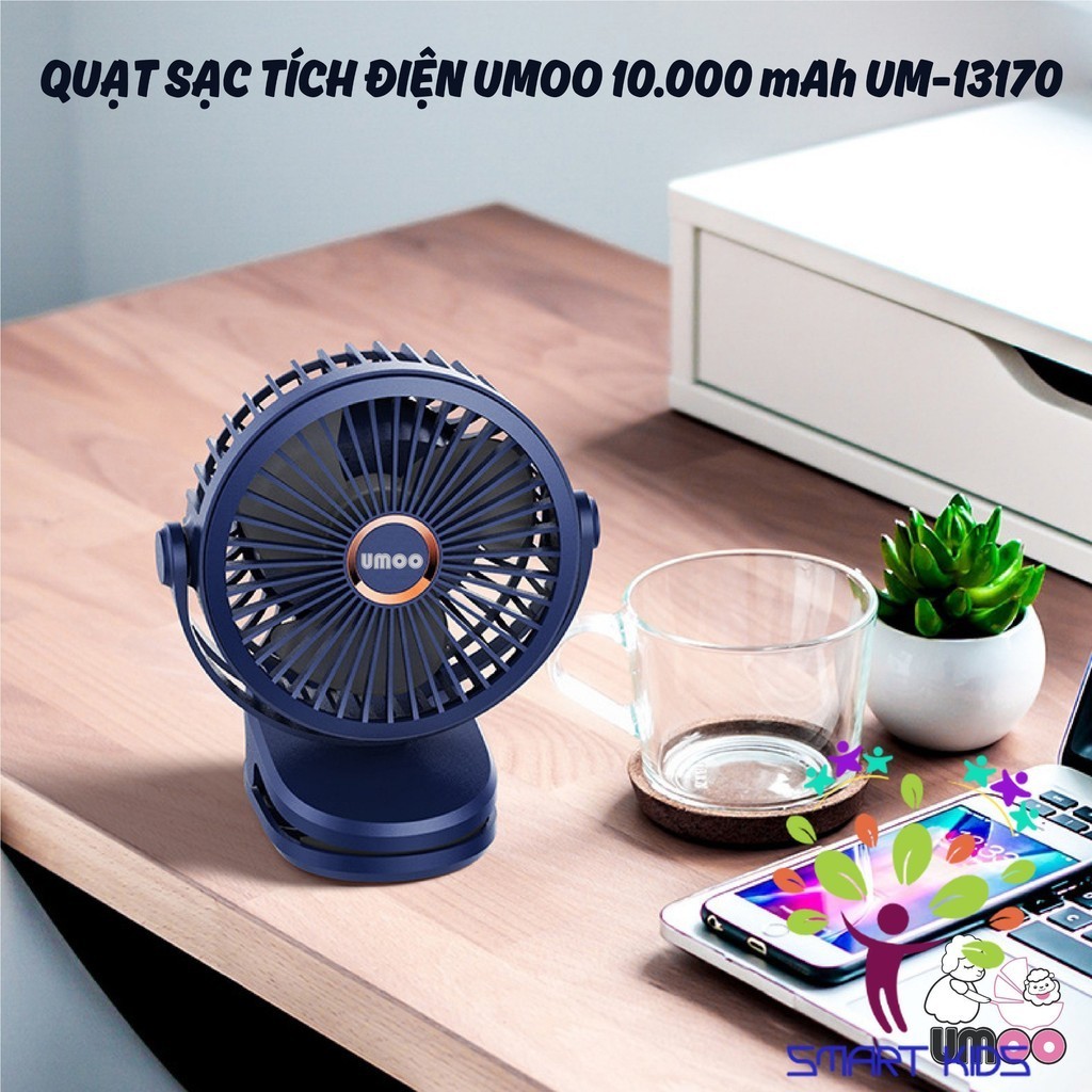 Quạt Kẹp Tích điện Mini Umoo 10.000mAh UM-13170