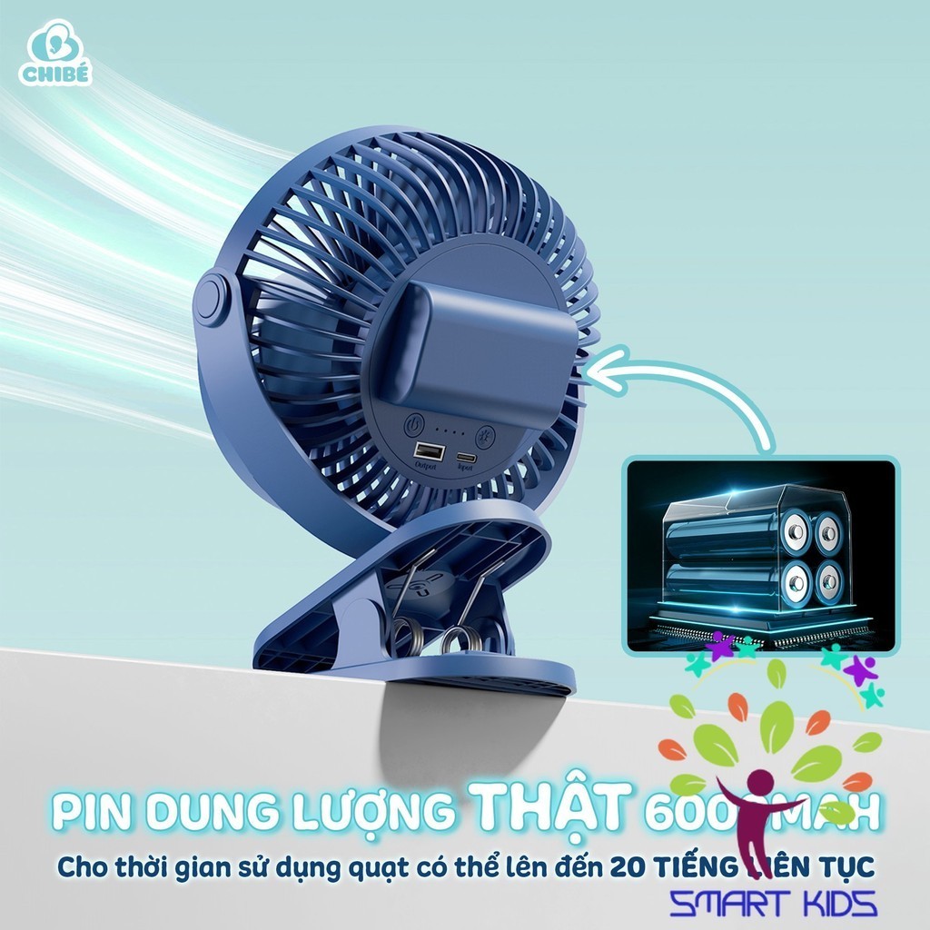 Quạt kẹp tích điện CHIBÉ K12 dành cho bé