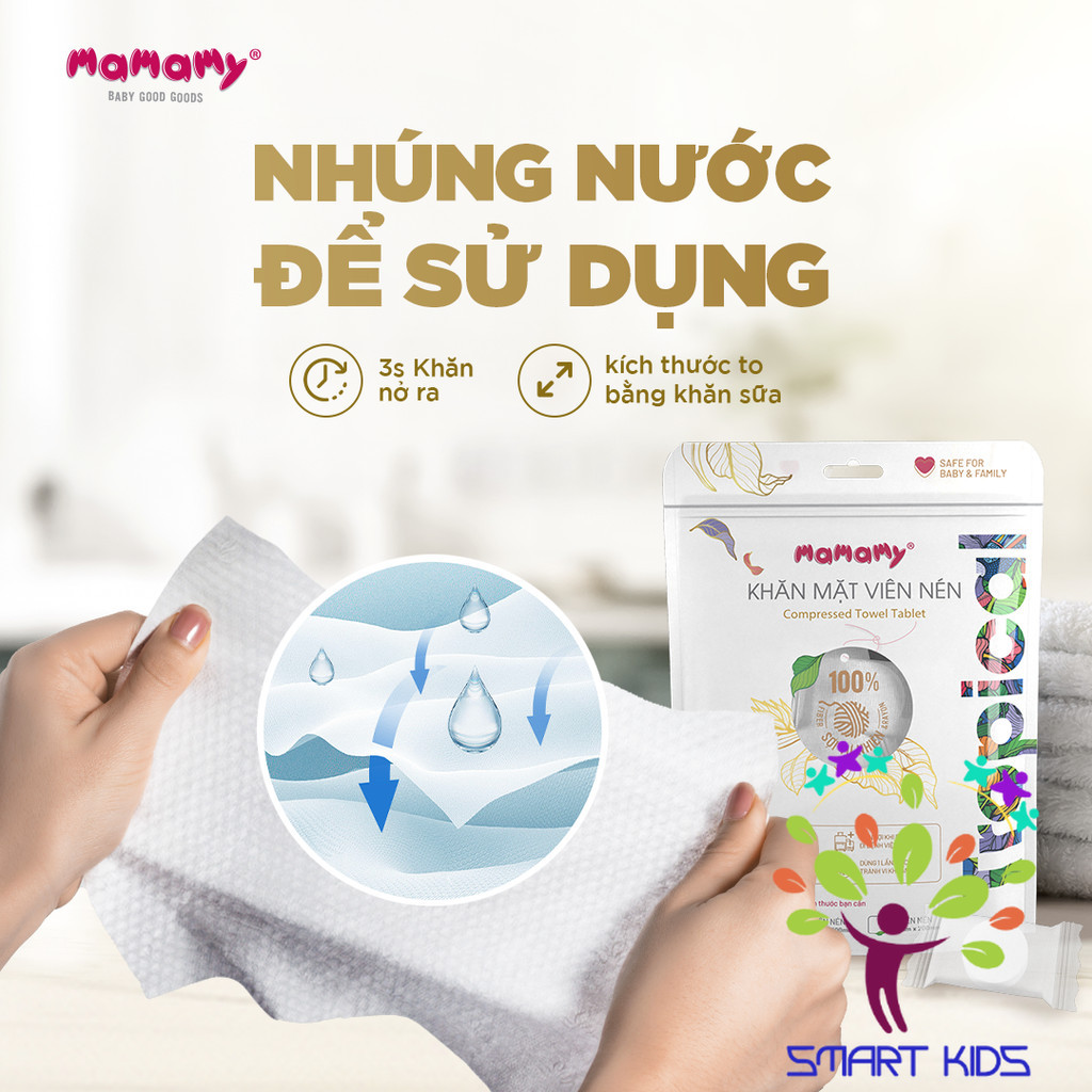 Khăn mặt viên nén Mamamy Tropical 100% sợi tự nhiên & rayon