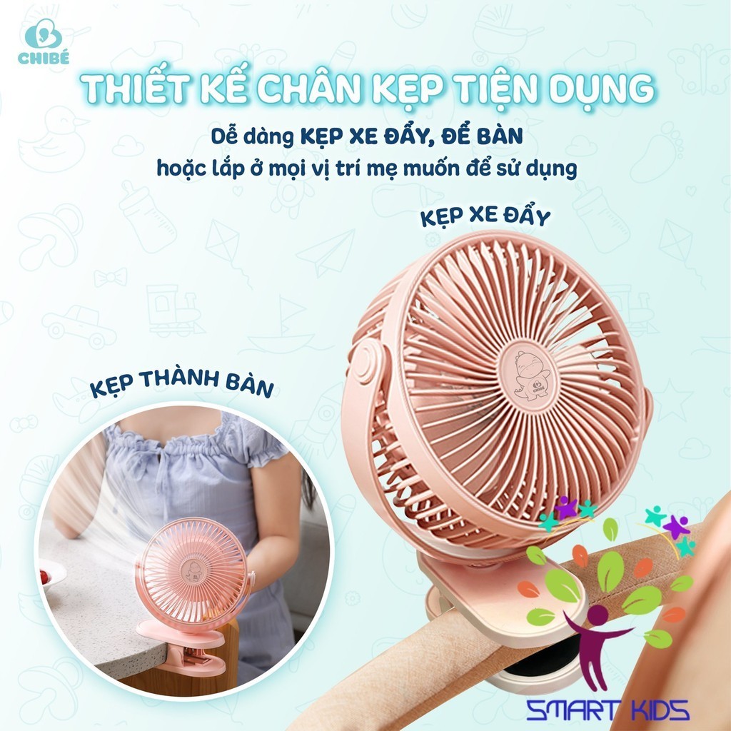 Quạt kẹp tích điện CHIBÉ K12 dành cho bé