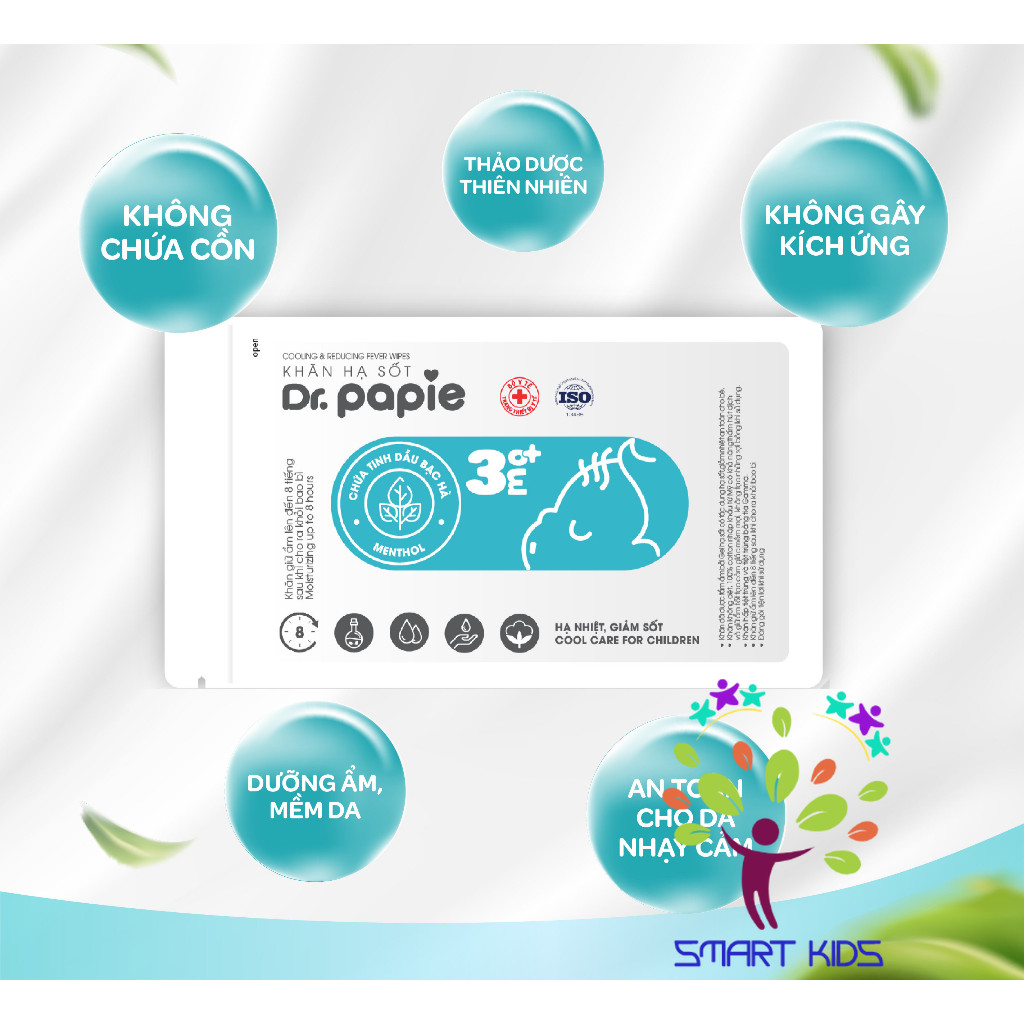 Túi 5 Khăn Ướt Thảo Dược Dr.Papie dành cho bé
