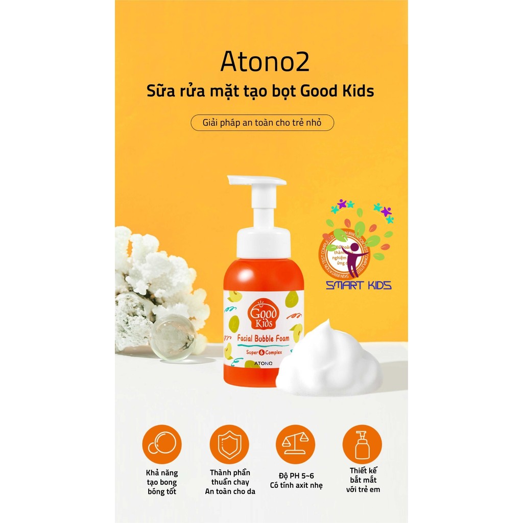Sữa Rửa Mặt Cho Bé GOOD KIDS Atono2 Dạng Bọt Mềm Mại, Chiết Xuất Thiên Nhiên An Toàn 300ml