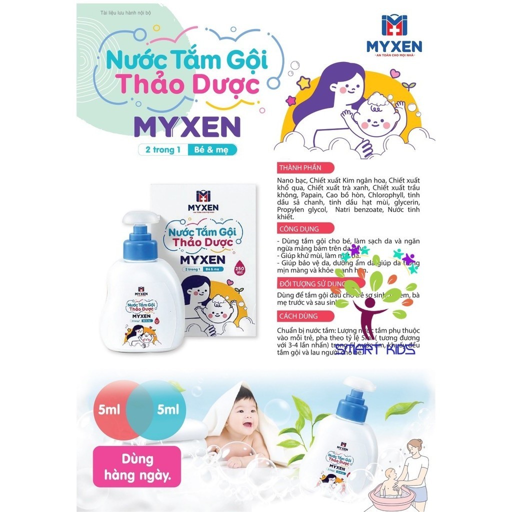 Nước tắm gội thảo dược MYXEN 250ml
