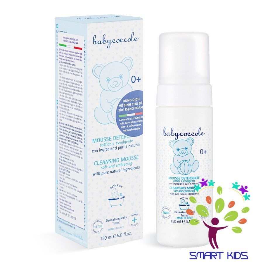 Dung dịch vệ sinh cho bé 3in1 Babycoccole 0M+ dạng foam an toàn cho trẻ sơ sinh và da nhạy cảm 150ml