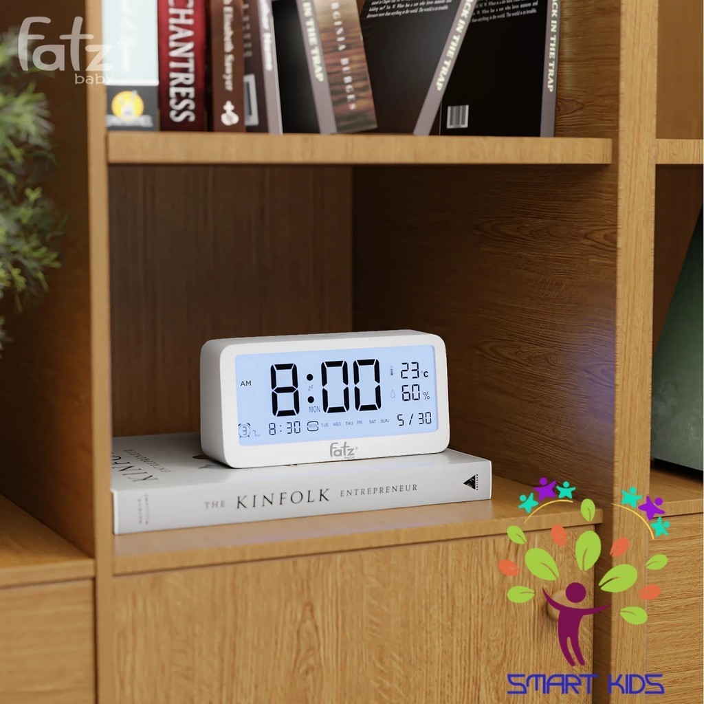 Nhiệt ẩm kế điện tử đa năng trong nhà kiêm đồng hồ báo thức cho bé fatz baby Senmax 1 FB8826WS