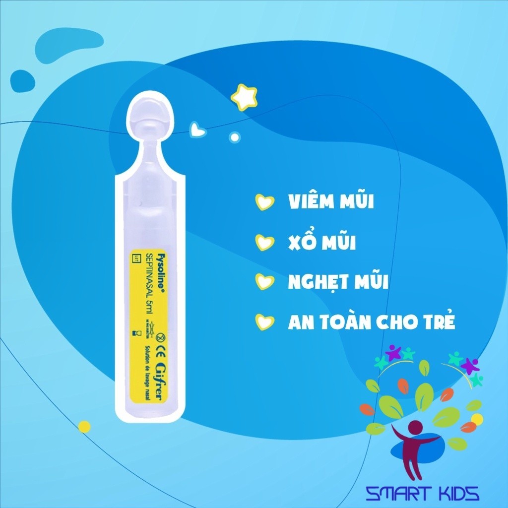 Nước Muối Sinh Lý Fysoline Hỗ Trợ Kháng Khuẩn, Viêm Mũi, Sổ Mũi Màu Vàng- Hộp 5 Ống X 5ml