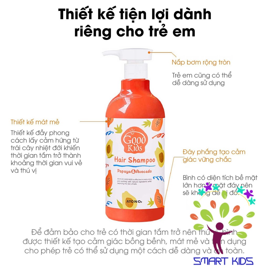 Dầu Gội đầu GOOD KIDS ATONO2 Cho Bé Từ 4 Tuổi, Duy Trì độ ẩm, Loại Bỏ Bã Nhờn Giúp Da đầu Và Tóc Mềm Mại Sạch Sẽ – 500g