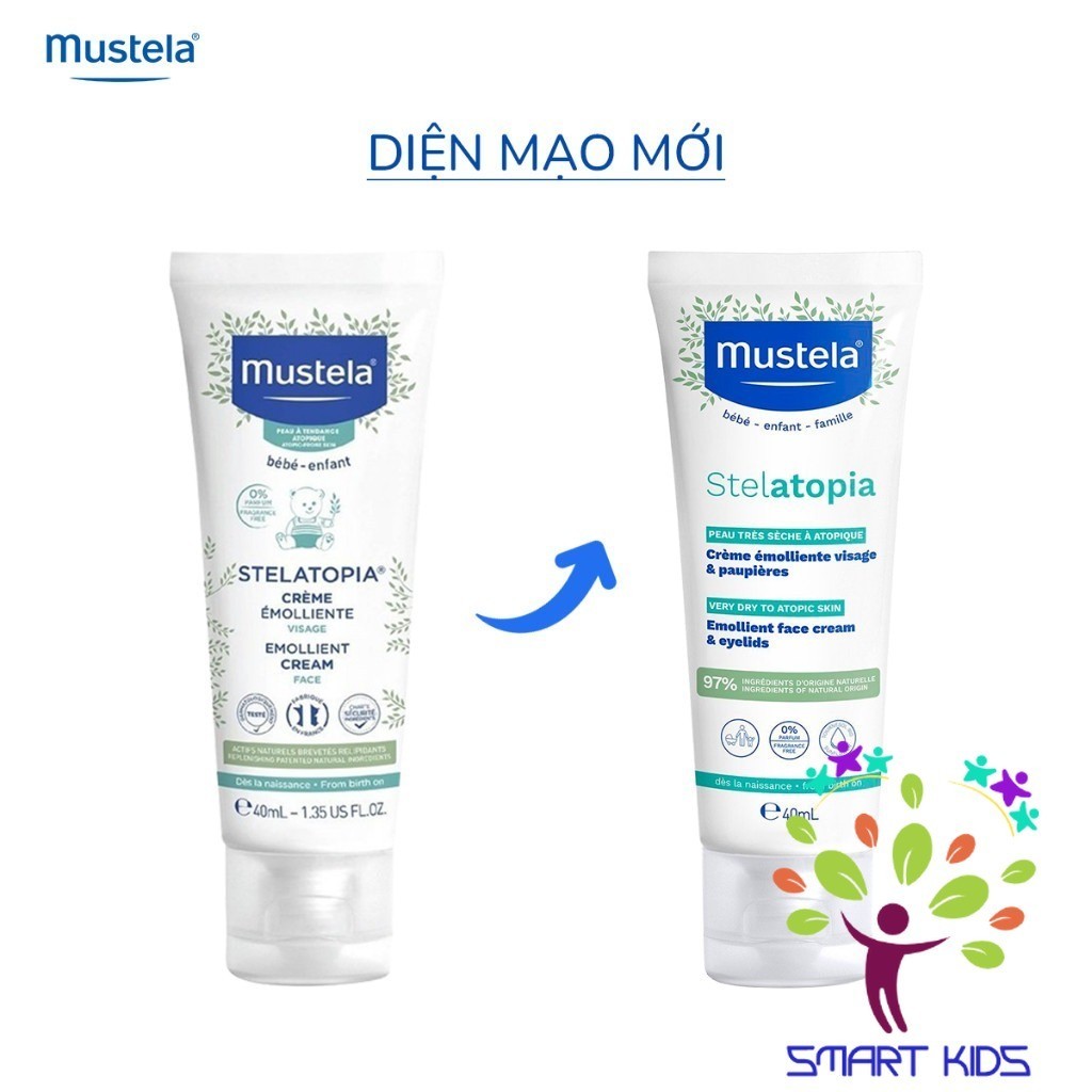 Kem Dưỡng Da Mặt Cho Trẻ Sơ Sinh & Em Bé Da Chàm Thể Tạng MUSTELA Stelatopia Emollient Cream 40ml
