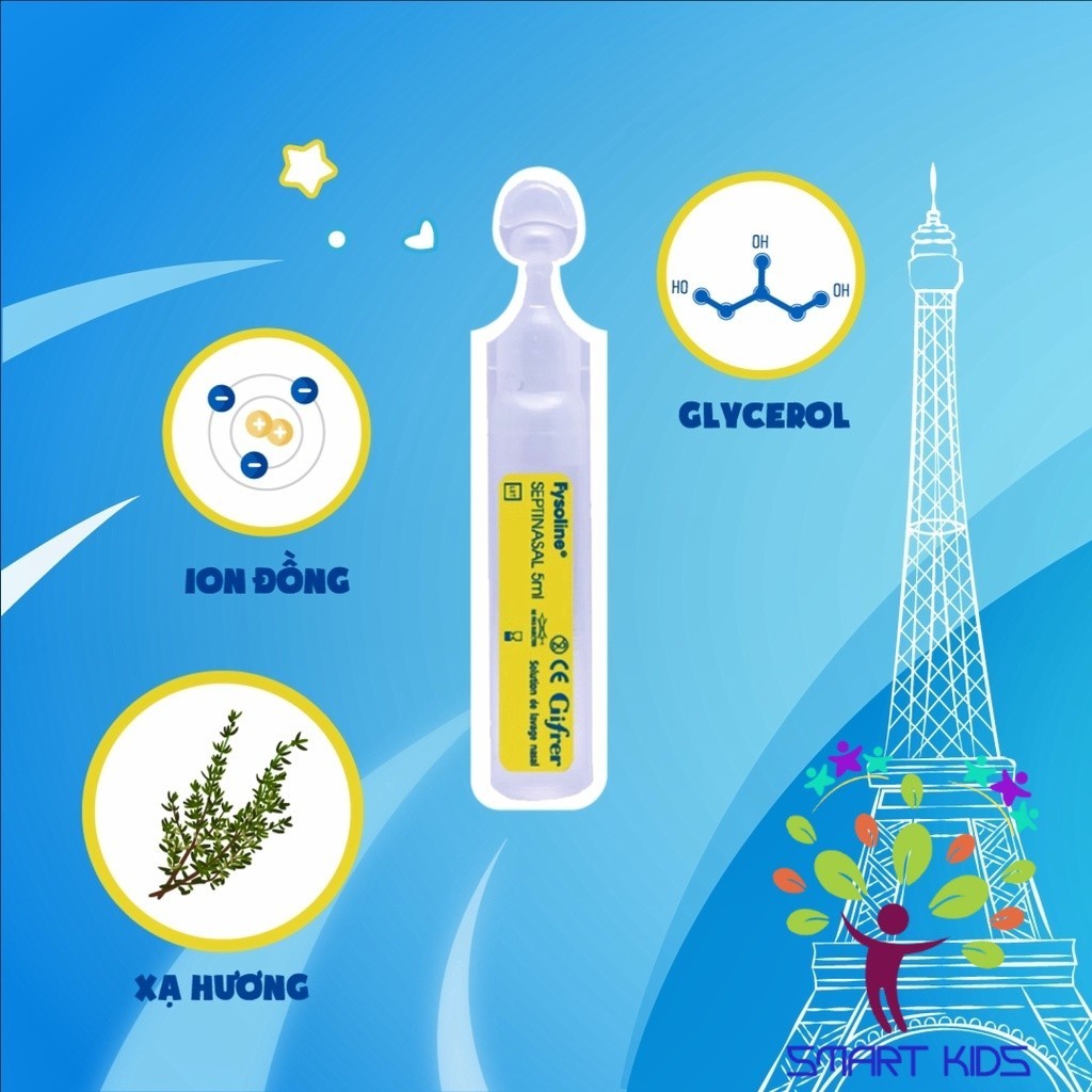 Nước Muối Sinh Lý Fysoline Hỗ Trợ Kháng Khuẩn, Viêm Mũi, Sổ Mũi Màu Vàng- Hộp 5 Ống X 5ml