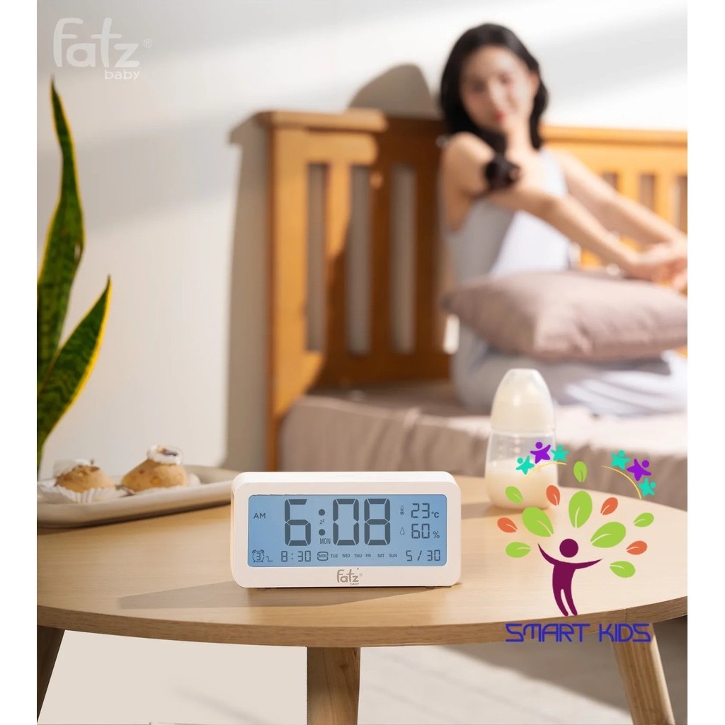 Nhiệt ẩm kế điện tử đa năng trong nhà kiêm đồng hồ báo thức cho bé fatz baby Senmax 1 FB8826WS