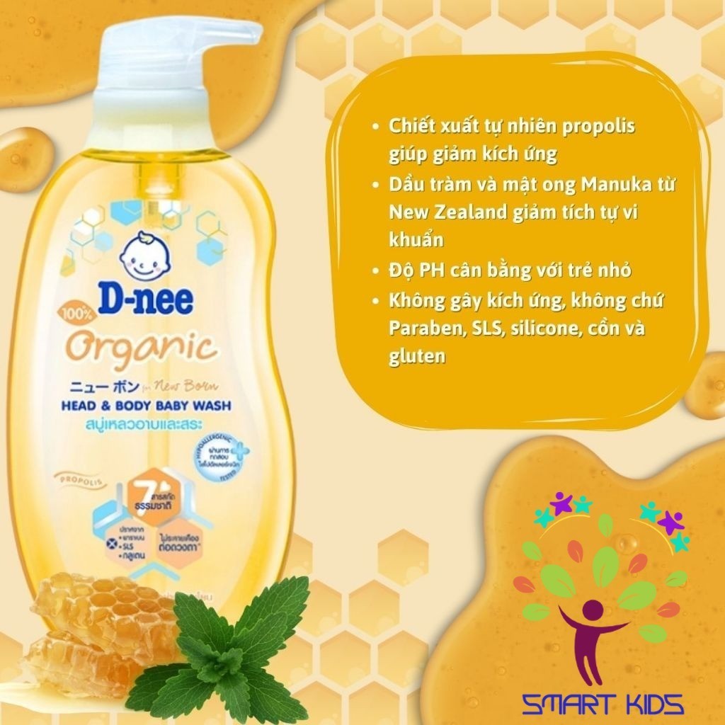 Sữa tắm gội toàn thân Dnee thơm mát cho bé chai 200/380/800ml hàng chính hãng công ty Đại Thịnh