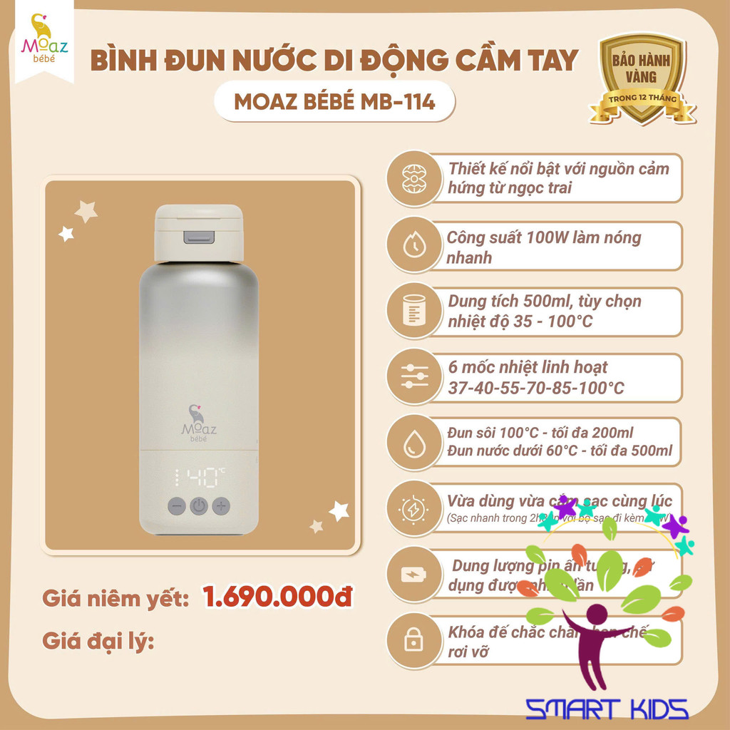 Bình đun nước di động cầm tay Moaz BéBé MB-114