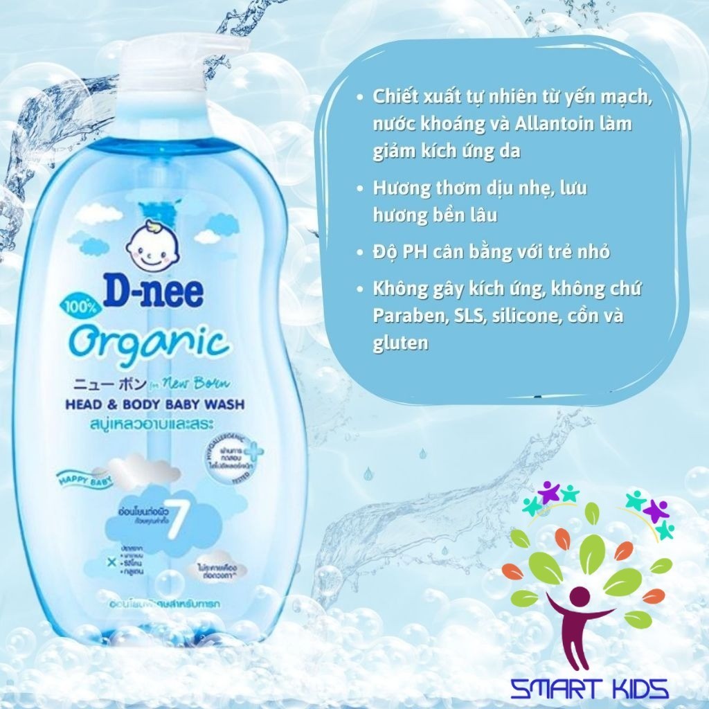 Sữa tắm gội toàn thân Dnee thơm mát cho bé chai 200/380/800ml hàng chính hãng công ty Đại Thịnh