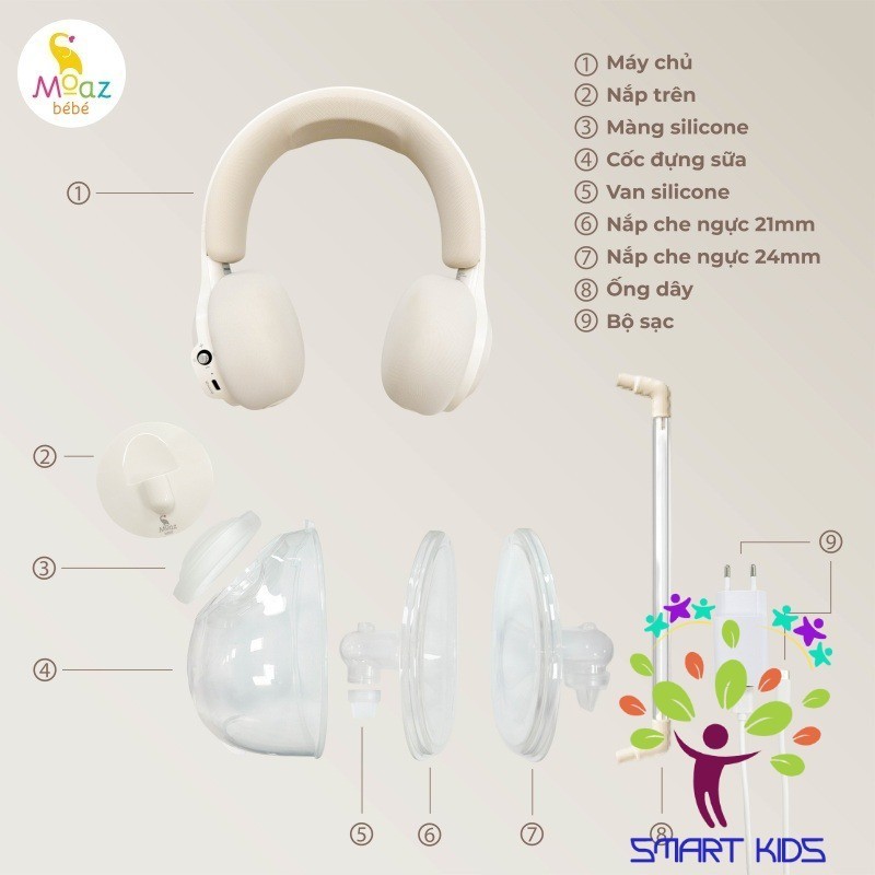 Máy hút sữa di động kèm chườm ấm cổ Moaz BéBé MB-091