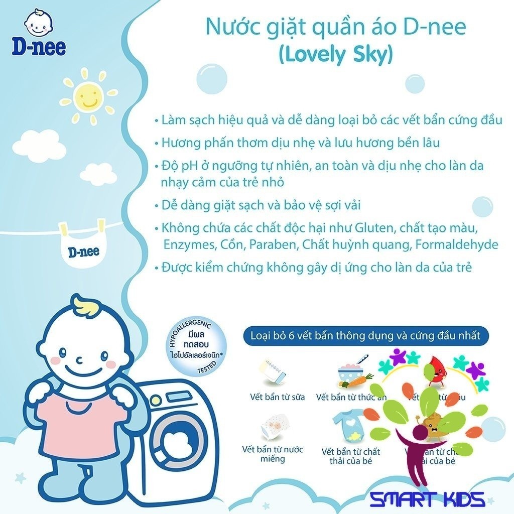 Nước giặt quần áo em bé Dnee 3000ml (Chính hãng có tem Đại Thịnh)
