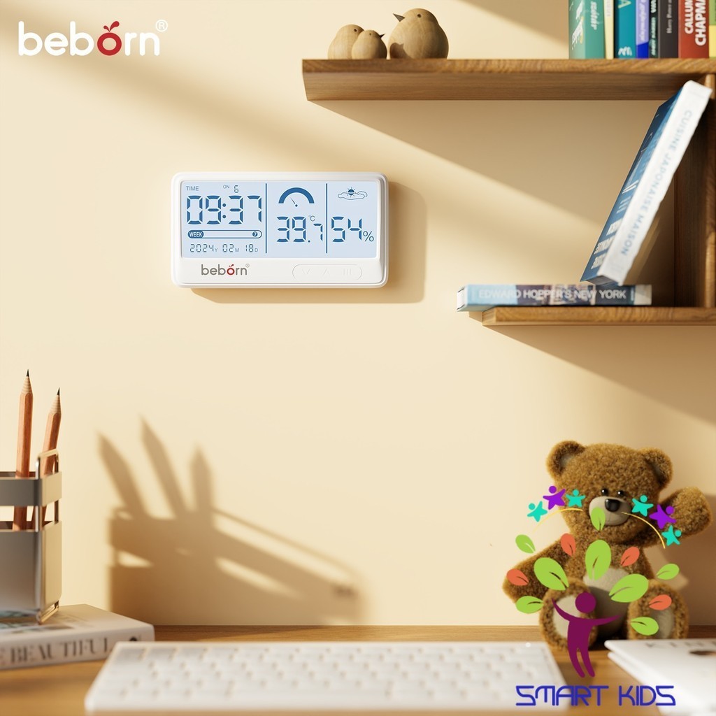 Nhiệt ẩm Kế điện Tử đa Năng Trong Nhà Kiêm đồng Hồ Báo Thức Cho Bé Beborn Sensi 1 DTO1HJ