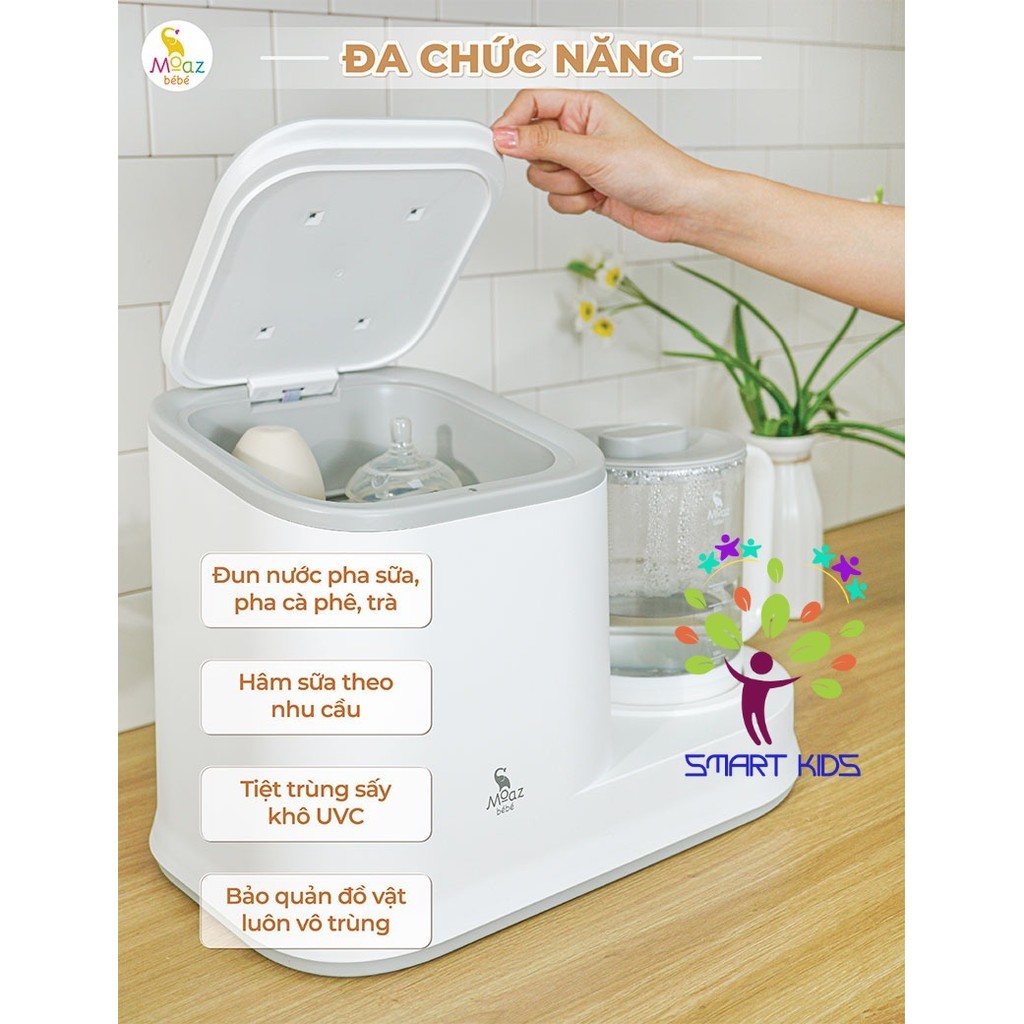 Máy úp bình tiệt trùng uv kèm bình đun nước đa năng Moaz BéBé MB-098