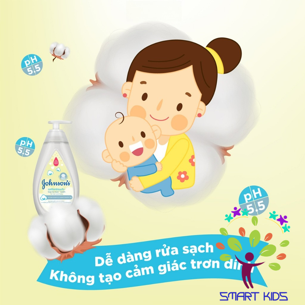 Sữa Tắm Gội Cho Bé Johnson's Baby Top-To-Toe Bath Cotton Touch Dịu Nhẹ, Dưỡng Ẩm Cho Bé