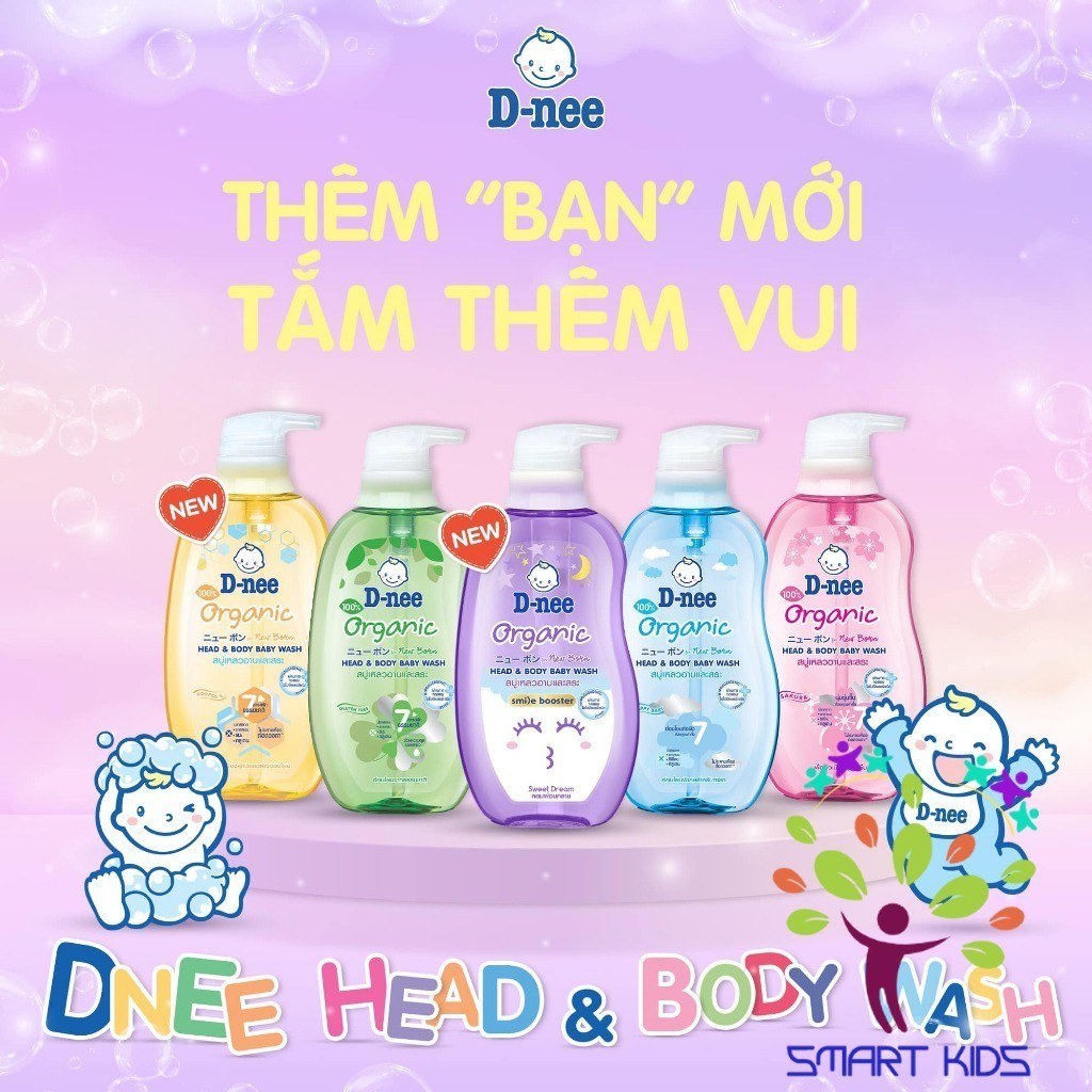 Sữa tắm gội toàn thân Dnee thơm mát cho bé chai 200/380/800ml hàng chính hãng công ty Đại Thịnh