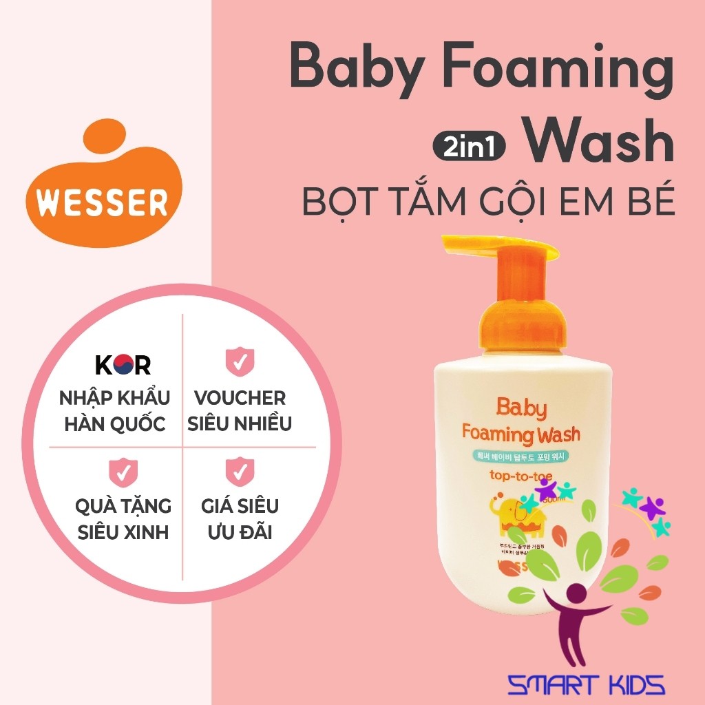 Bọt Tắm Gội Em Bé Wesser 500ml