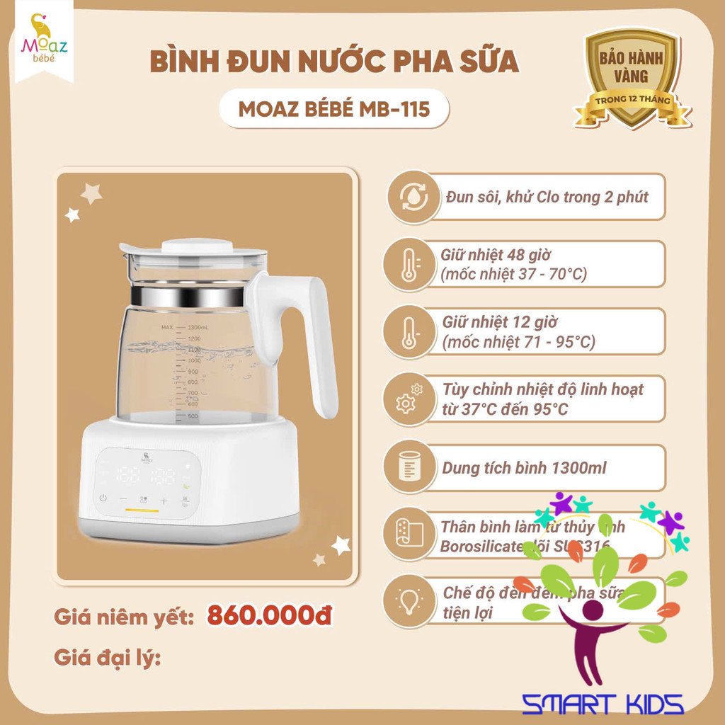 Bình đun Nước Pha Sữa Moaz Bébé MB-115