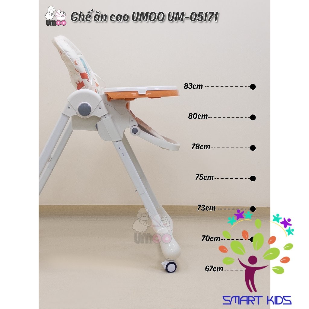 Ghế Ăn Dặm Cao Cấp Umoo Dành Cho Bé 3 Nấc Ngả 7 Nấc Cao UM-0598 UM-05171