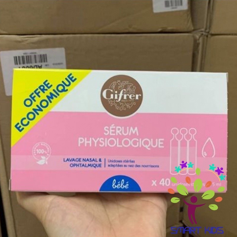 Nước Muối Sinh Lý Serum Physiologique Gifrer Hồng Pháp 40 ống 5ml