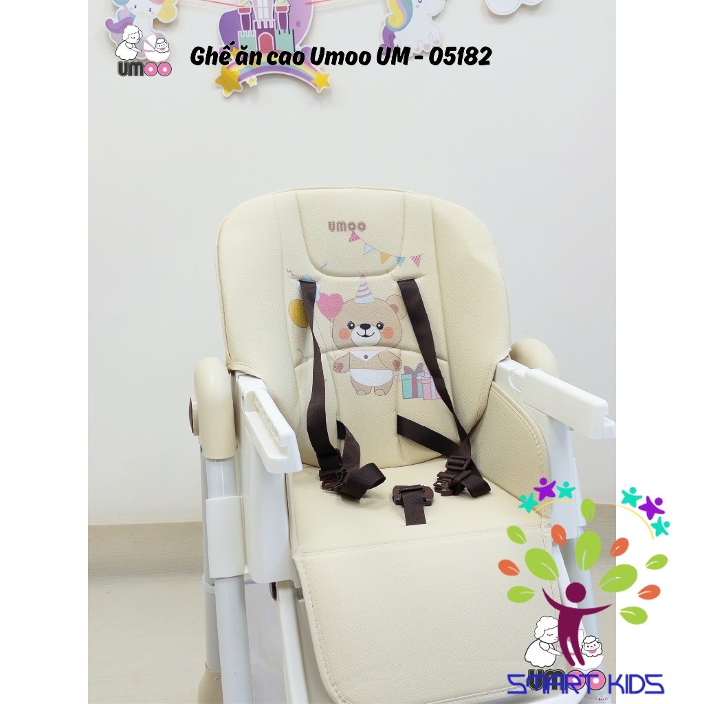 Ghế Ăn Dặm Chân Cao Umoo UM-05182 Có Bánh - 4 Nấc Ngả - 4 Nấc Cao